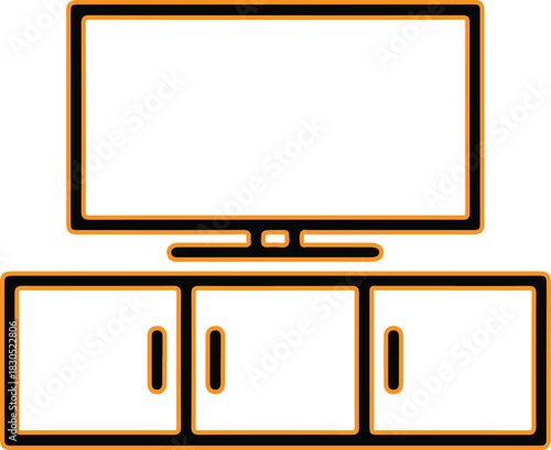 Modern television set on a minimalist cabinet stand