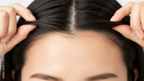 Hairline Check A Close-Up of Hair Parting on Scalp