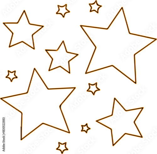 Sparkling outline stars on a white background
