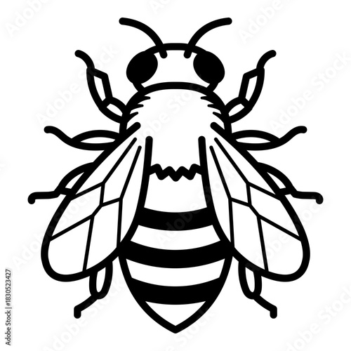 Bee icon, symbolizing pollination, honey production, nature, ecology, and environmental protection. Great for sustainability themes, farming, gardening, and biology.