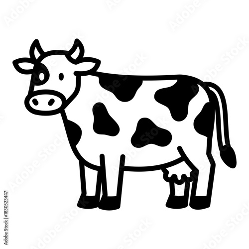 Cow icon, symbolizing farming, livestock, dairy production, agriculture, and food industry themes.