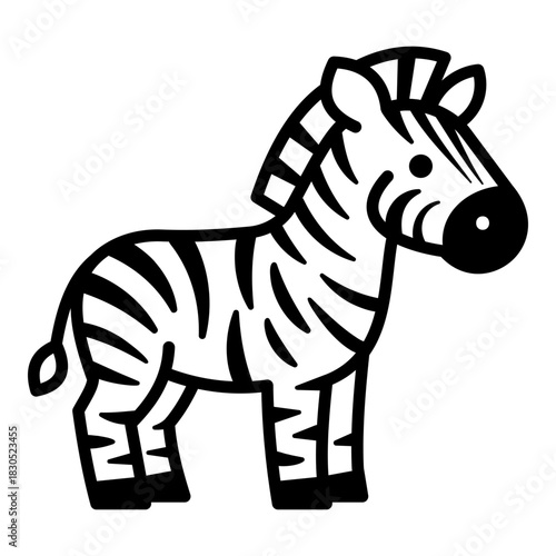 Zebra icon, symbolizing wildlife, safari animals, Africa, nature, and zoology themes. Ideal for education, conservation content, kids materials, and animal-related design projects.