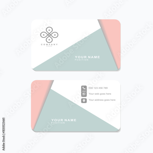 Modern professional business card design template in pastel colors offering a clean and elegant look for corporate branding and stylish communication