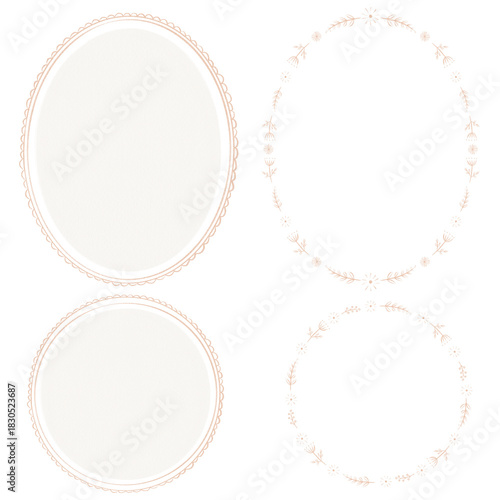 Vintage oval lace frames, frill, scallop, wavy set