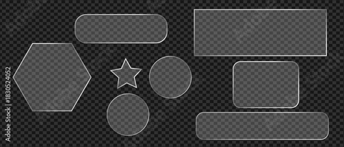 Assorted transparent geometric shapes including rectangles hexagons and a star.