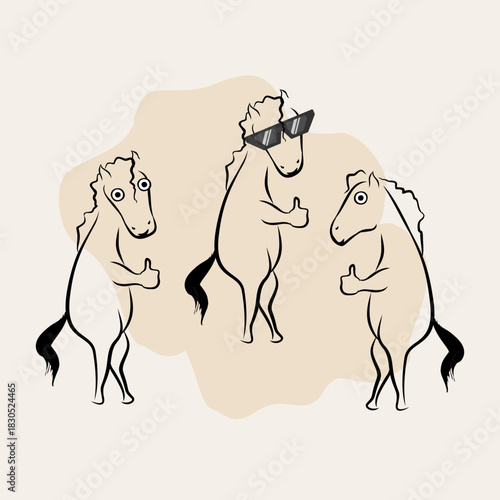 Doodle horse lineart vector illustration. EPS 10.