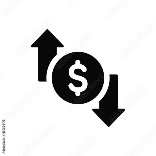 Dollar down icon symbol vector. on white background. eps10