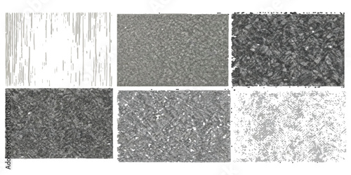 Collection of six diverse grunge and distressed texture backgrounds isolated on white background