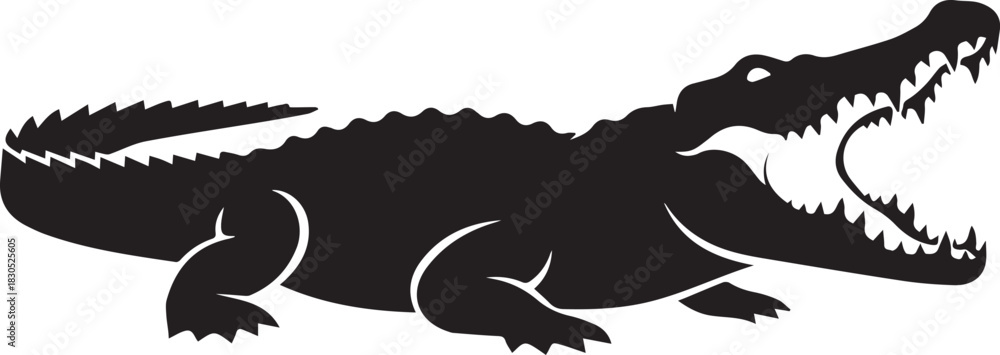 Obraz premium Alligator Vector Graphic Image with Open Mouth and Sharp Teeth