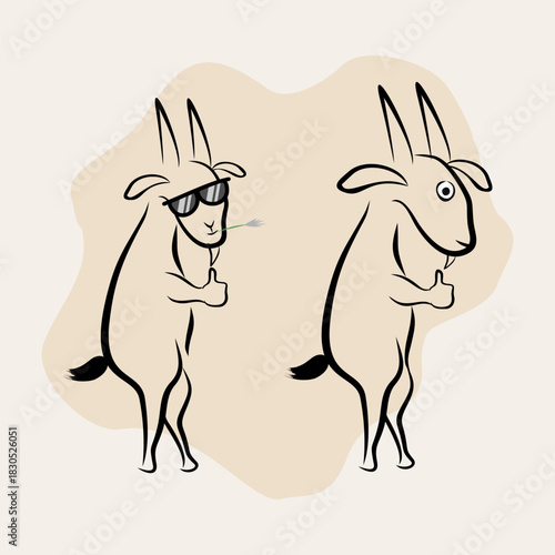 Doodle goat artwork vector illustration. EPS 10.