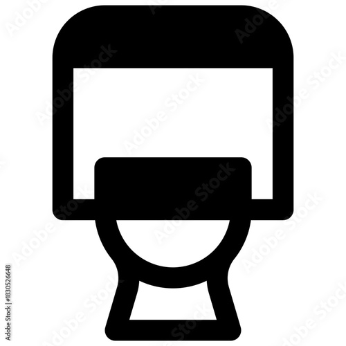 Toilet. Outlined stroke vector icon with black-filled details.