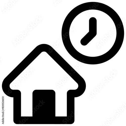 Short term rental. Outlined stroke vector icon with black-filled details.