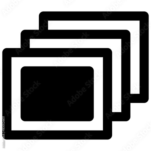 Pictures. Outlined stroke vector icon with black-filled details.