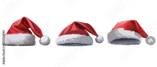 set santa claus hats banner vector graphic design