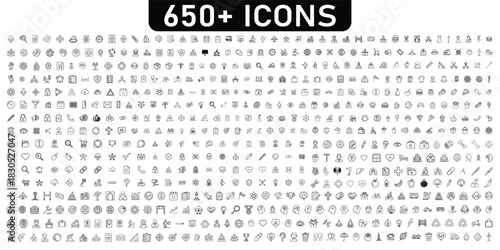 650+ Line Icons Pack. Minimal Outline Vector Icon Set for UI, Web, App & Creative Design