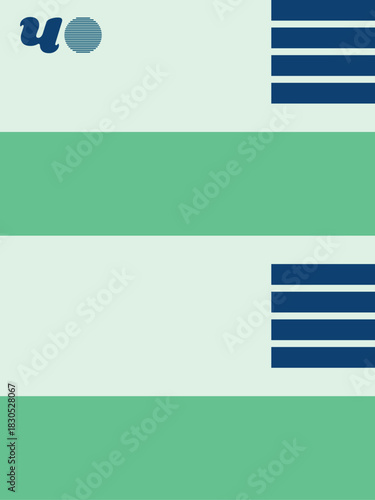Mint Stripe Folder Cover, Minimalist Layout with Vertical Bars and Solid Block, book front, poster print , abstract art video wonder.