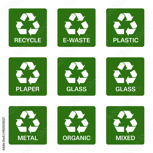 Recycling waste separation symbols for environmental sustainability