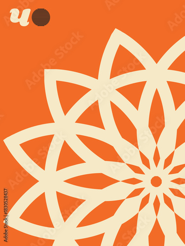 Radial Bloom Geometry, Abstract Radial Layout with Graphic Precision, - Floral Grid Poster, - Contemporary Design with Organic Symmetry and Color Blocking, book front, poster.