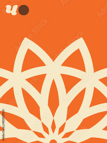 Radial Bloom Geometry, Abstract Radial Layout with Graphic Precision, - Floral Grid Poster, - Contemporary Design with Organic Symmetry and Color Blocking, book front, poster.
