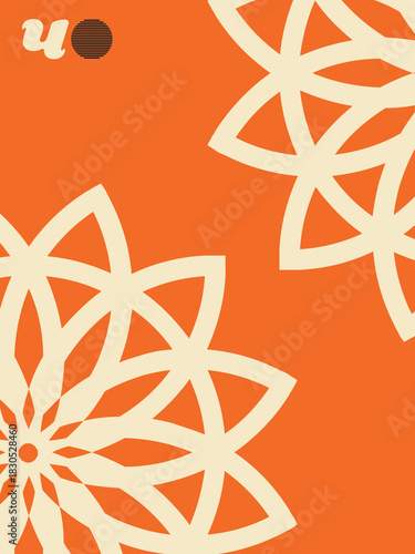 Radial Bloom Geometry, Abstract Radial Layout with Graphic Precision, - Floral Grid Poster, - Contemporary Design with Organic Symmetry and Color Blocking, book front, poster.