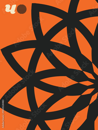 Radial Bloom Geometry, Abstract Radial Layout with Graphic Precision, - Floral Grid Poster, - Contemporary Design with Organic Symmetry and Color Blocking, book front, poster.