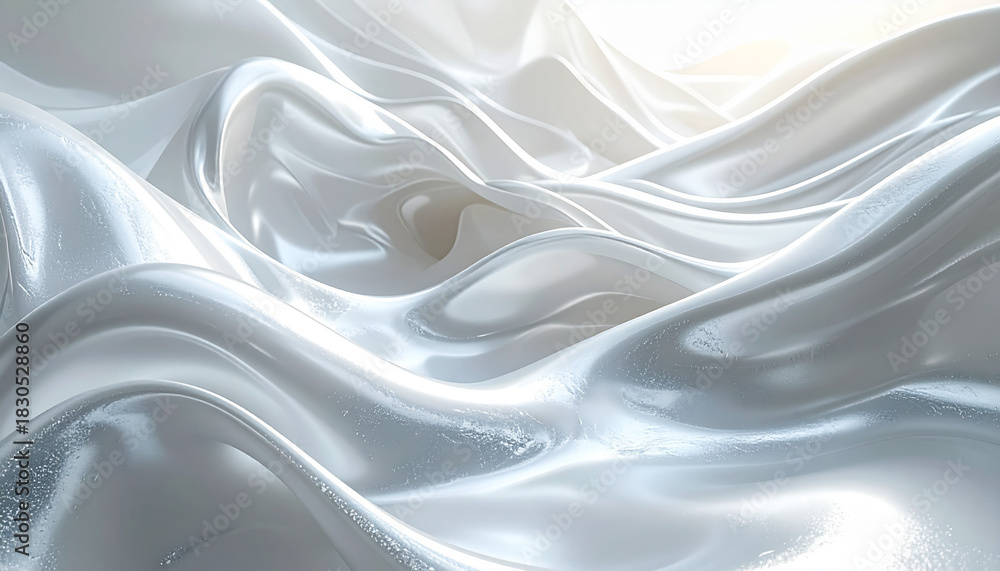 Obraz premium 光沢あるシルバーの波状レイヤー