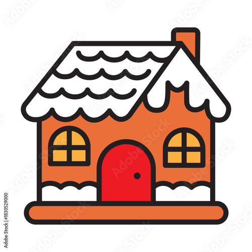Gingerbread house colored icon — minimal Christmas vector illustration