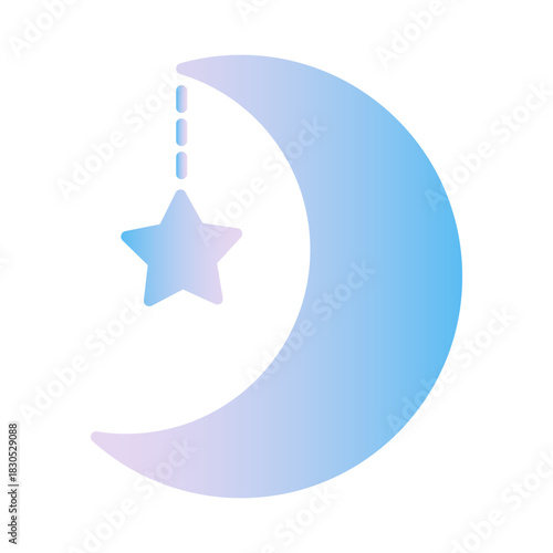 Gradient crescent moon icon. Vector illustration