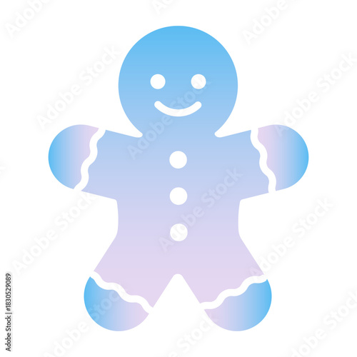 Gradient Christmas gingerbread man icon vector illustration
