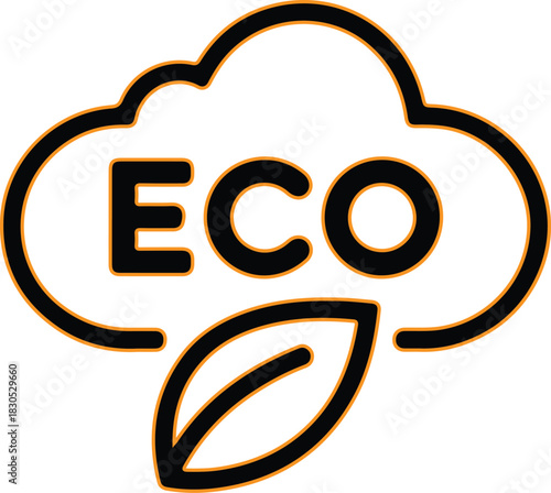 Cloud with eco text and leaf symbolizing environmental protection