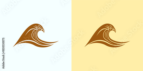 Elegant Brown Wave Illustration on White and Beige Backgrounds