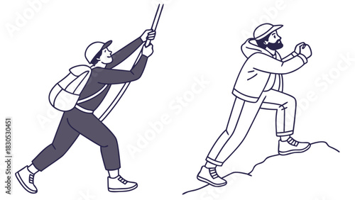 vector illustration of a hiking players