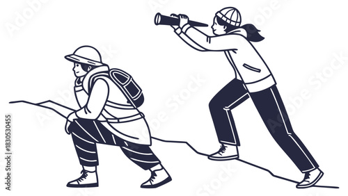 vector illustration of a hiking players