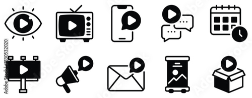 Advertisement icon solid mix style vector symbol for marketing campaign app ui web banner promotion and digital media branding design