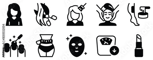 Beauty icon solid mix style cosmetic vector symbol for skincare spa makeup app ui web salon wellness and personal care branding