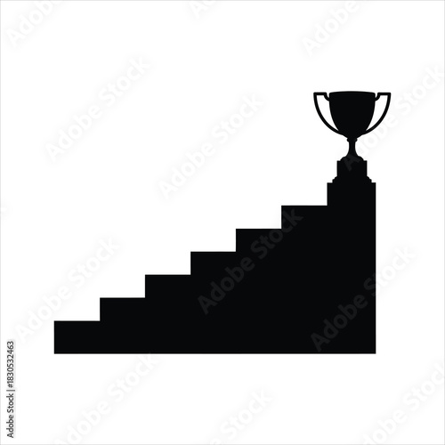 Progress steps to trophy ultimate success vector illustration