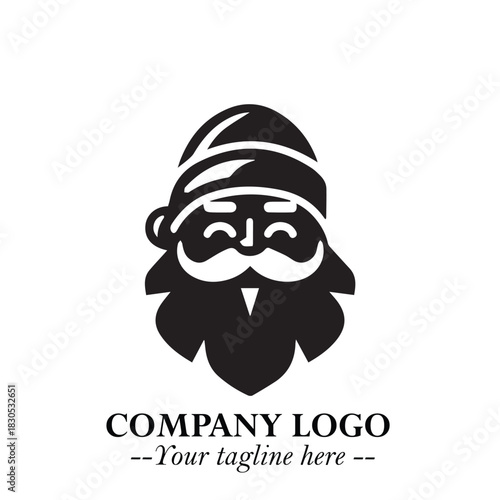 Santa Claus Logo Symbol in Black on White Background for Classic Holiday Branding and Design ArtPlus