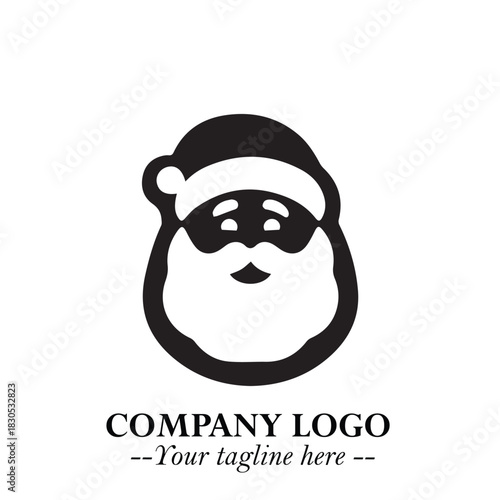 Santa Claus Logo Symbol in Black on White Background for Classic Holiday Branding and Design ArtPlus