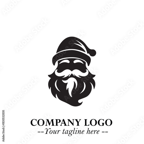 Santa Claus Logo Symbol in Black on White Background for Classic Holiday Branding and Design ArtPlus