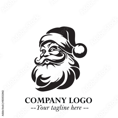 Santa Claus Logo Symbol in Black on White Background for Classic Holiday Branding and Design ArtPlus