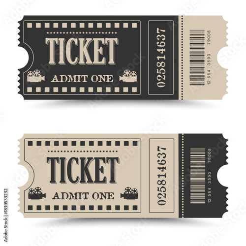 2 Ticket Retro whith Camera Logo