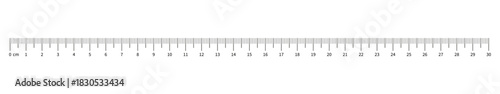 Ruler scale 30 centimeters. Measuring chart with 300 mm , with numbers. Length measurement height, distance, math.Ruler scale, sewing tool template.