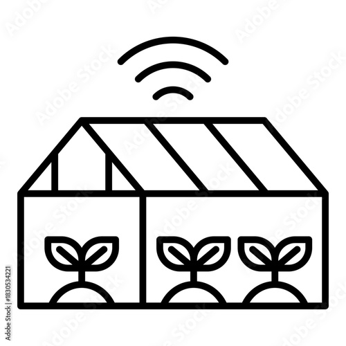 Automated Greenhouse Icon. Vector Line Icon