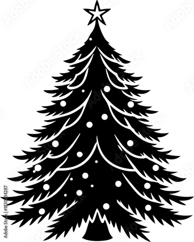 A vibrant cartoon illustration of three stylized evergreen Christmas trees with varying shades of green foliage and brown trunks, with white snow-like accents on their branches.