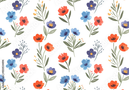 Colorful background with bright, abstract floral patterns