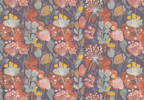 A Vibrant and Colorful Floral Pattern Featuring Beautiful Watercolor Elements and Designs