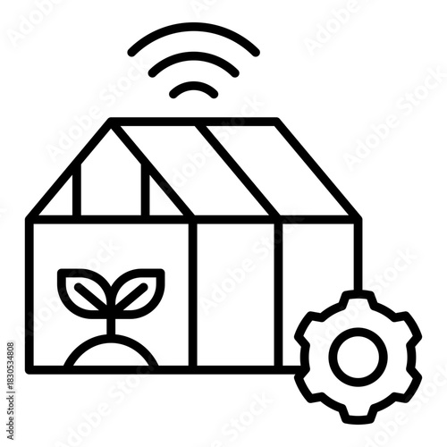 Automated Greenhouse Icon. Vector Line Icon