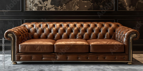 Brown Leather Chesterfield Sofa