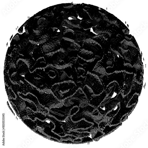 black and white sphere. Abstract Geometric Line Art Background – Monochrome Digital Wave Pattern for Text Overlays, PNG format, transporent background