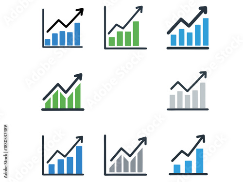 business graph with arrow icon vector